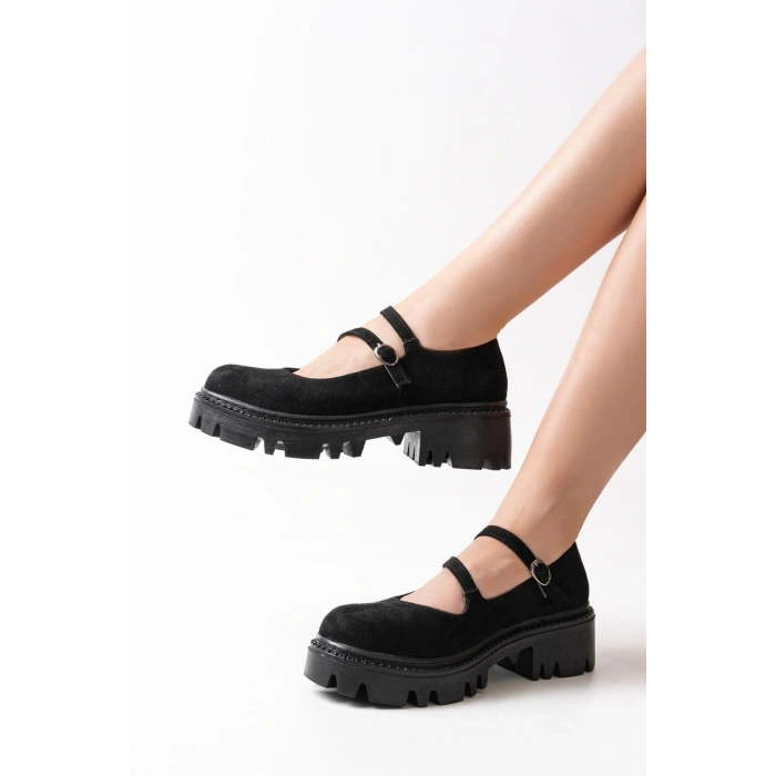 868-756 Siyah Süet Günlük Yüksek Tabanlı Loafer Ayakkabı