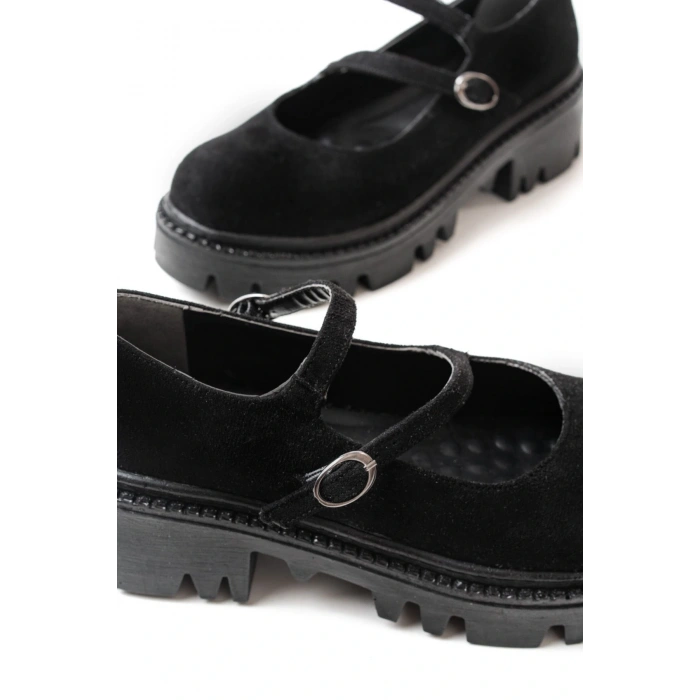 868-756 Siyah Süet Günlük Yüksek Tabanlı Loafer Ayakkabı