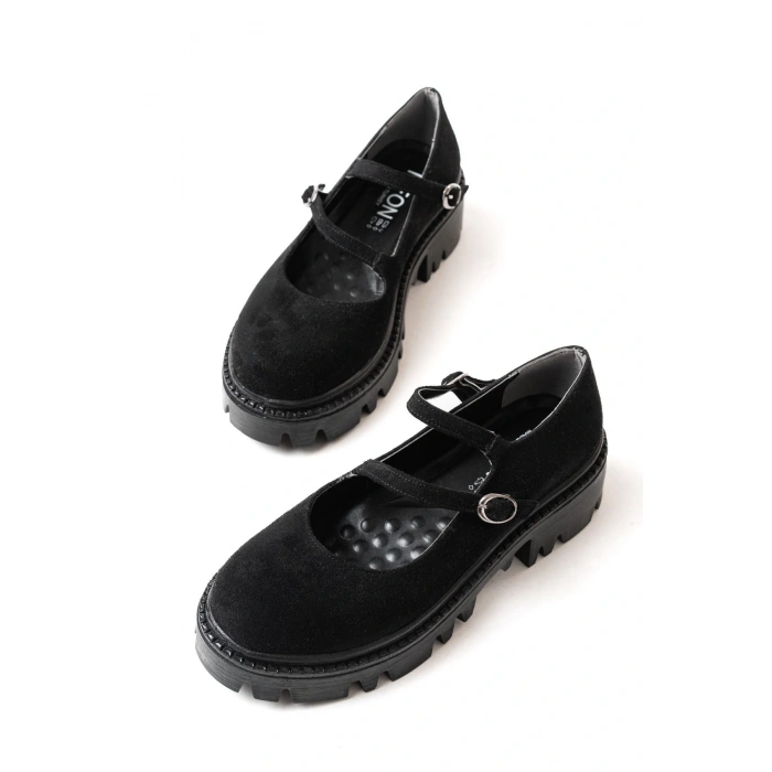 868-756 Siyah Süet Günlük Yüksek Tabanlı Loafer Ayakkabı