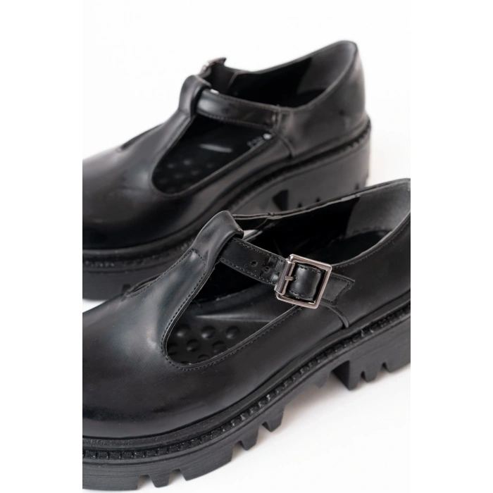 868-757 Siyah Rugan Günlük Yüksek Tabanlı Loafer Ayakkabı