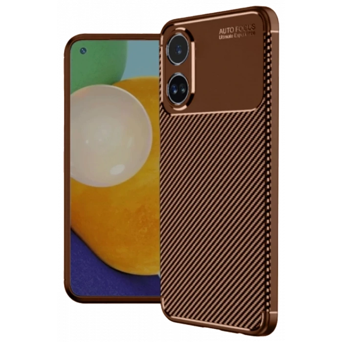 A38 Kılıf Auto Focus Karbon Kapak - Kahverengi