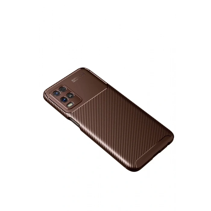 A54 4G Kılıf Auto Focus Karbon Kapak - Kahverengi
