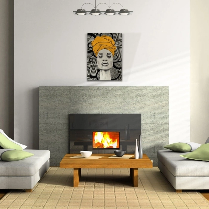 Afrika Yerli Kadın Görseli gri ve siyah Tonlarda Kanvas Tablo 50 x 70