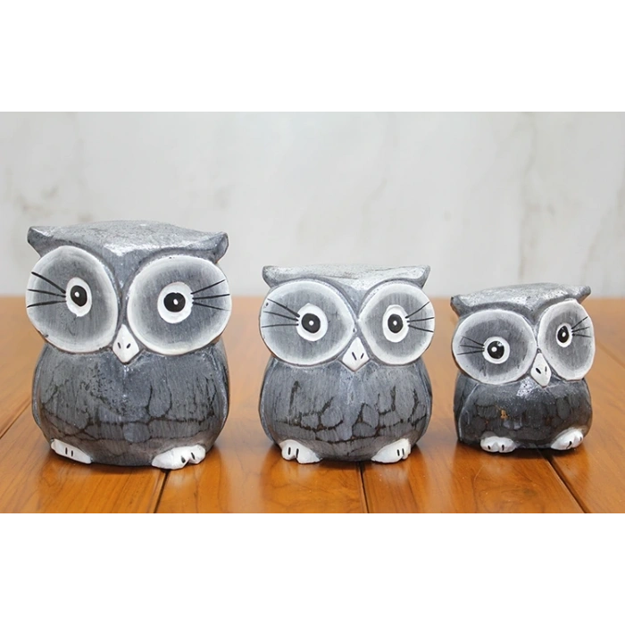 Ahşap 3lü Baykuş Seti Model 2