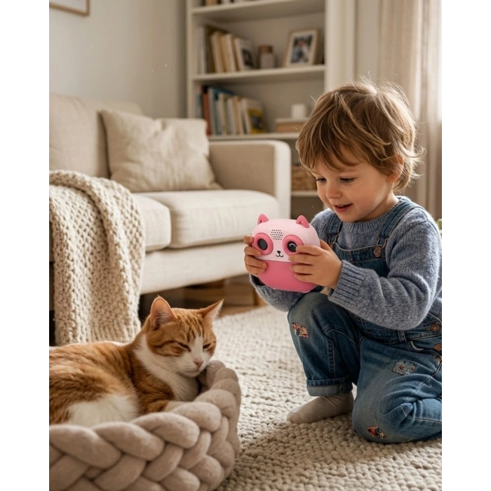 Anında Çıktı Veren Çocuk Kamerası 5 Rulo Kağıt 6 Kalem Setli Eğitici Oyuncak Fotoğraf Makinesi