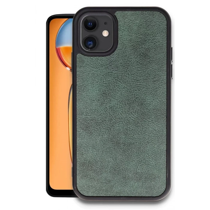 Apple iPhone 11 Kılıf Aras Deri Kapak - Koyu Yeşil