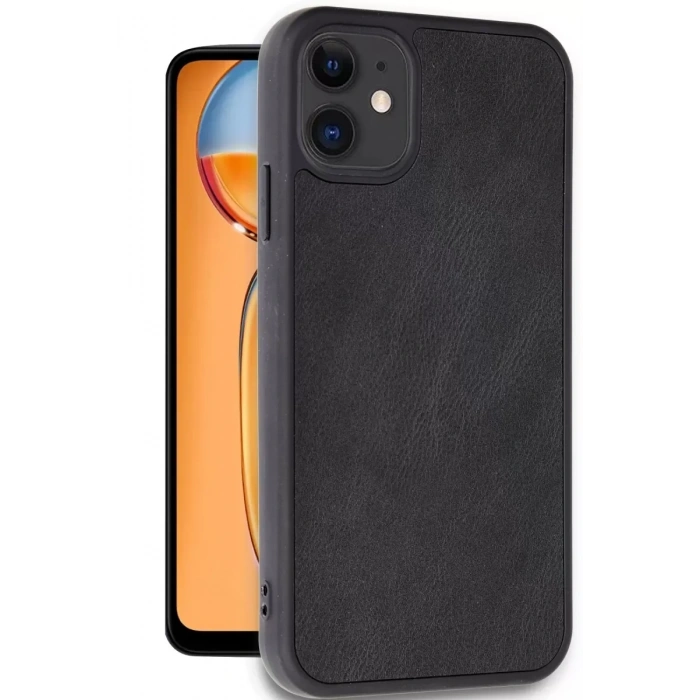 Apple iPhone 11 Kılıf Aras Deri Kapak - Siyah
