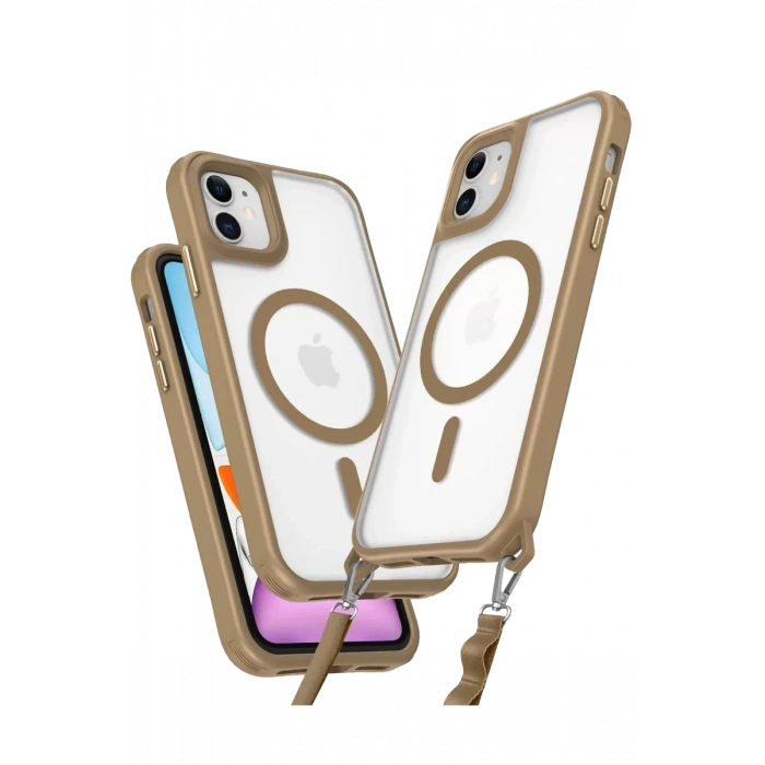 Apple iPhone 11 Kılıf Enka Magsafe Silikon Kılıf - Desert