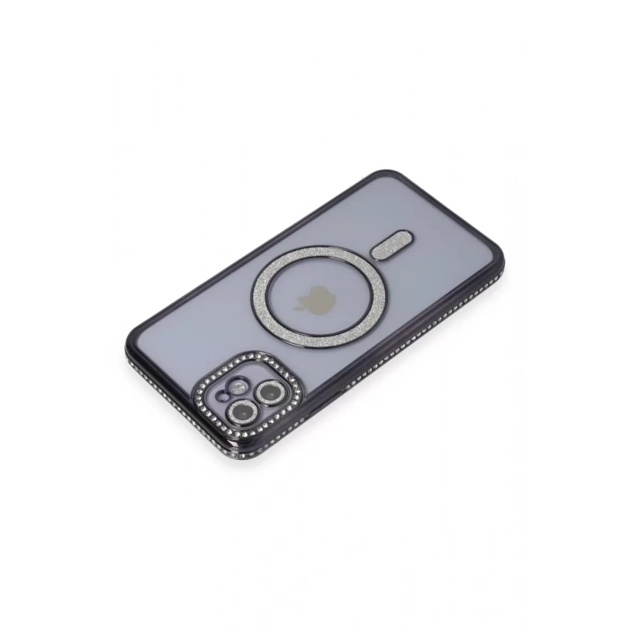 Apple iPhone 11 Kılıf Joke Simli Magneticsafe Kılıf - Siyah