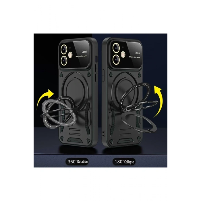 Apple iPhone 11 Kılıf Joy Lens Standlı Kapak - Kırmızı