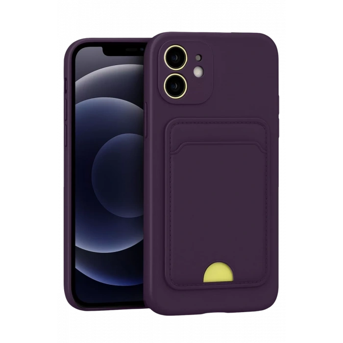 Apple iPhone 11 Kılıf Kelvin Kartvizitli Silikon - Derin Mor