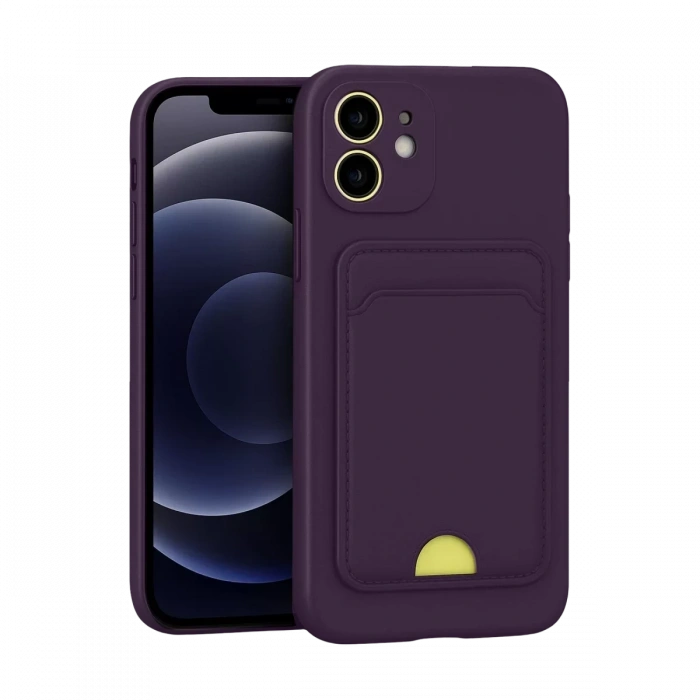 Apple iPhone 11 Kılıf Kelvin Kartvizitli Silikon - Derin Mor