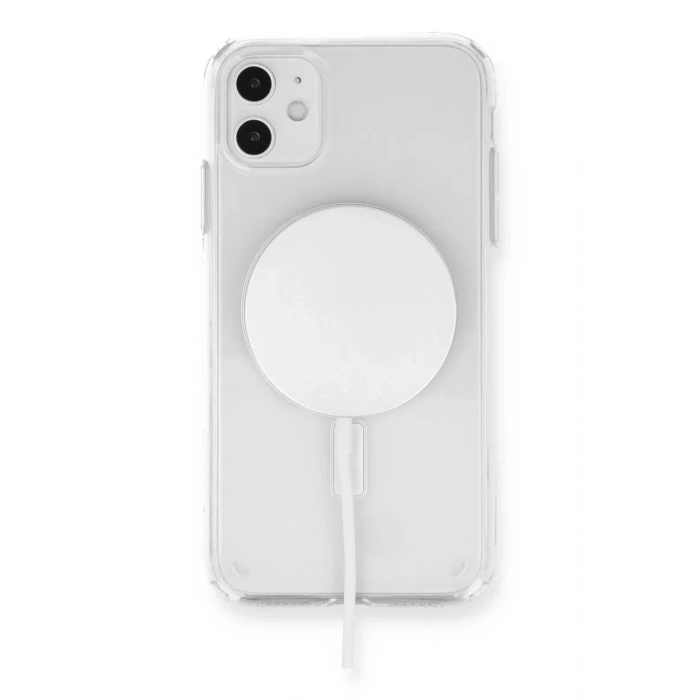 Apple iPhone 11 Kılıf Magneticsafe Şeffaf Silikon - Şeffaf