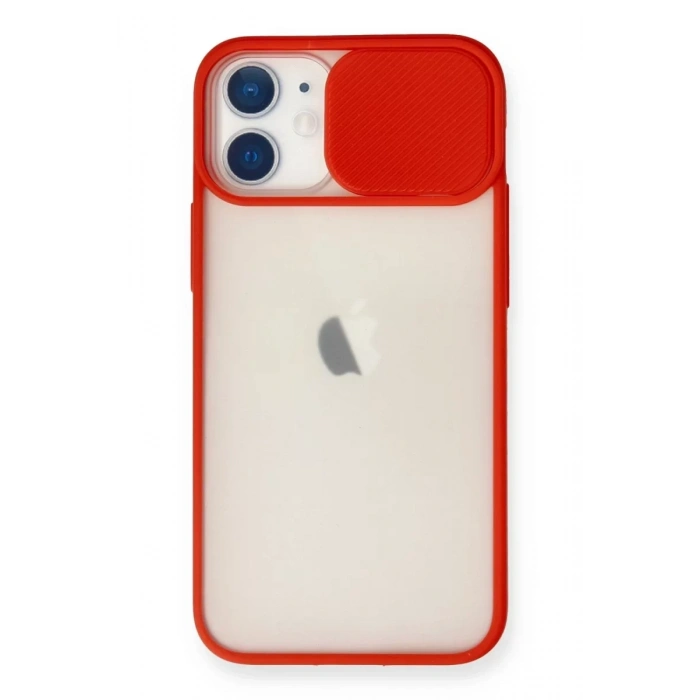 Apple iPhone 11 Kılıf Palm Buzlu Kamera Sürgülü Silikon - Kırmızı
