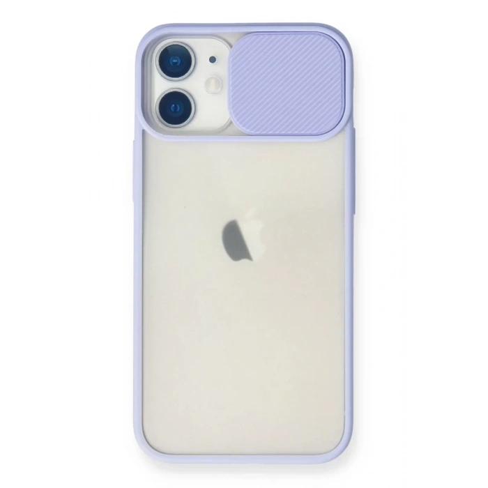 Apple iPhone 11 Kılıf Palm Buzlu Kamera Sürgülü Silikon - Lila
