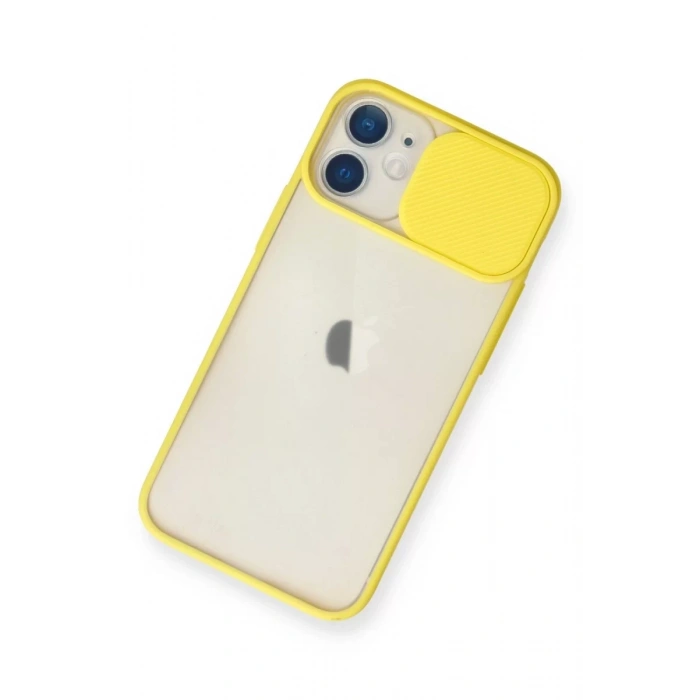 Apple iPhone 11 Kılıf Palm Buzlu Kamera Sürgülü Silikon - Sarı