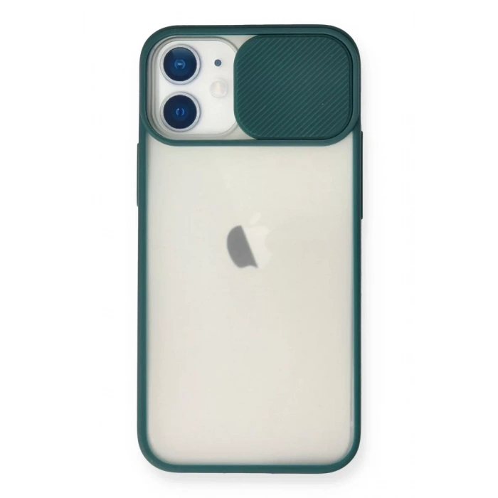 Apple iPhone 11 Kılıf Palm Buzlu Kamera Sürgülü Silikon - Yeşil