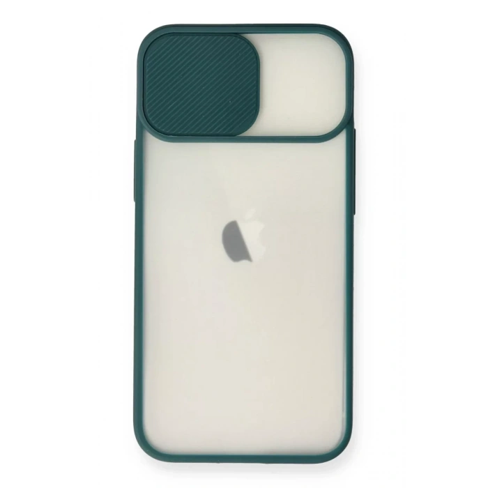 Apple iPhone 11 Kılıf Palm Buzlu Kamera Sürgülü Silikon - Yeşil