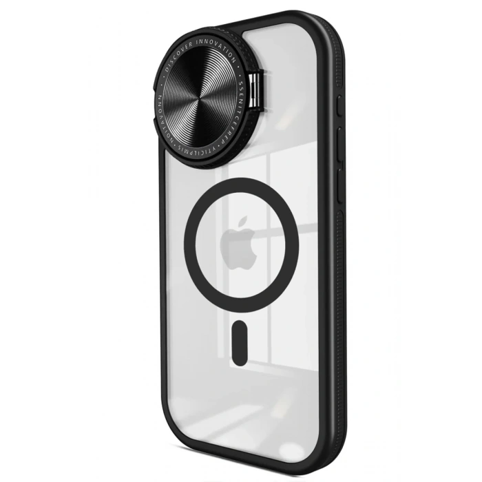 Apple iPhone 11 Kılıf Teleskop Lens Magsafe Silikon Kapak - Siyah