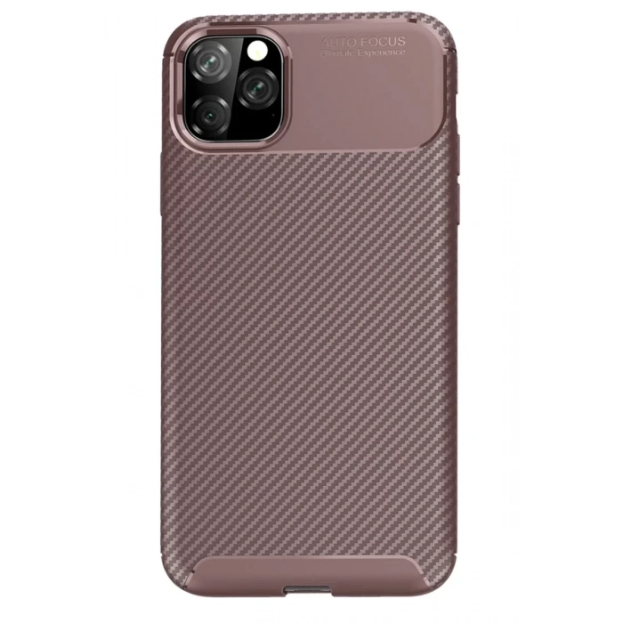 Apple iPhone 11 Pro Kılıf Auto Focus Karbon Kapak - Kahverengi