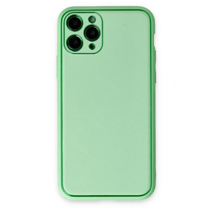 Apple iPhone 11 Pro Kılıf Coco Deri Silikon Kapak - Açık Yeşil