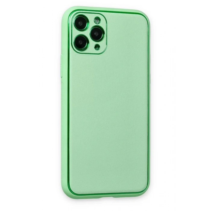 Apple iPhone 11 Pro Kılıf Coco Deri Silikon Kapak - Açık Yeşil