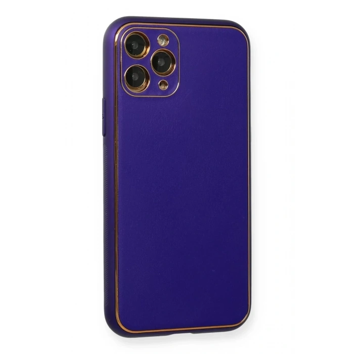 Apple iPhone 11 Pro Kılıf Coco Deri Silikon Kapak - Mor
