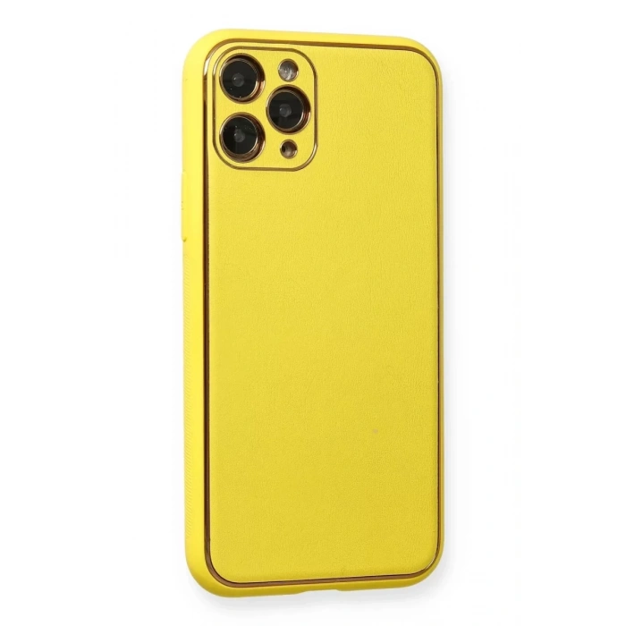 Apple iPhone 11 Pro Kılıf Coco Deri Silikon Kapak - Sarı
