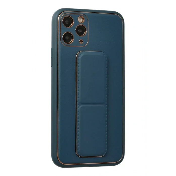 Apple iPhone 11 Pro Kılıf Coco Deri Standlı Kapak - Mavi