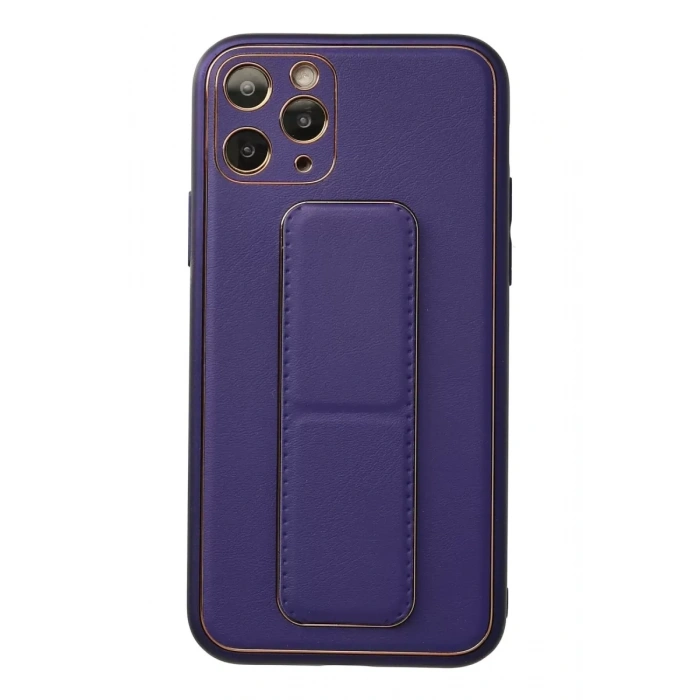 Apple iPhone 11 Pro Kılıf Coco Deri Standlı Kapak - Mor