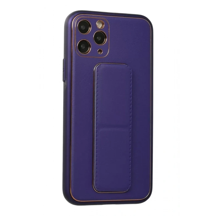 Apple iPhone 11 Pro Kılıf Coco Deri Standlı Kapak - Mor
