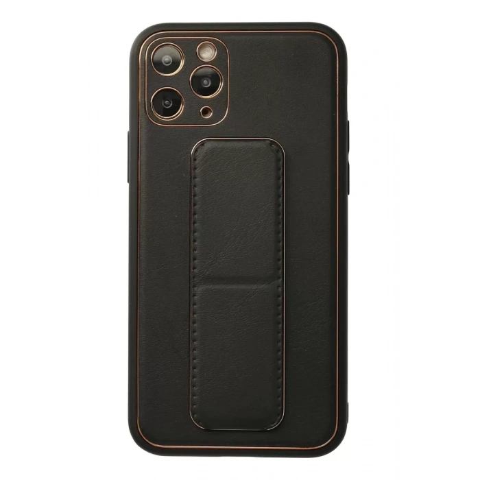 Apple iPhone 11 Pro Kılıf Coco Deri Standlı Kapak - Siyah