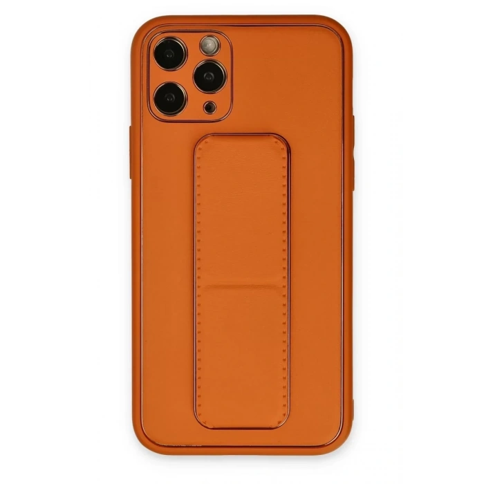 Apple iPhone 11 Pro Kılıf Coco Deri Standlı Kapak - Turuncu