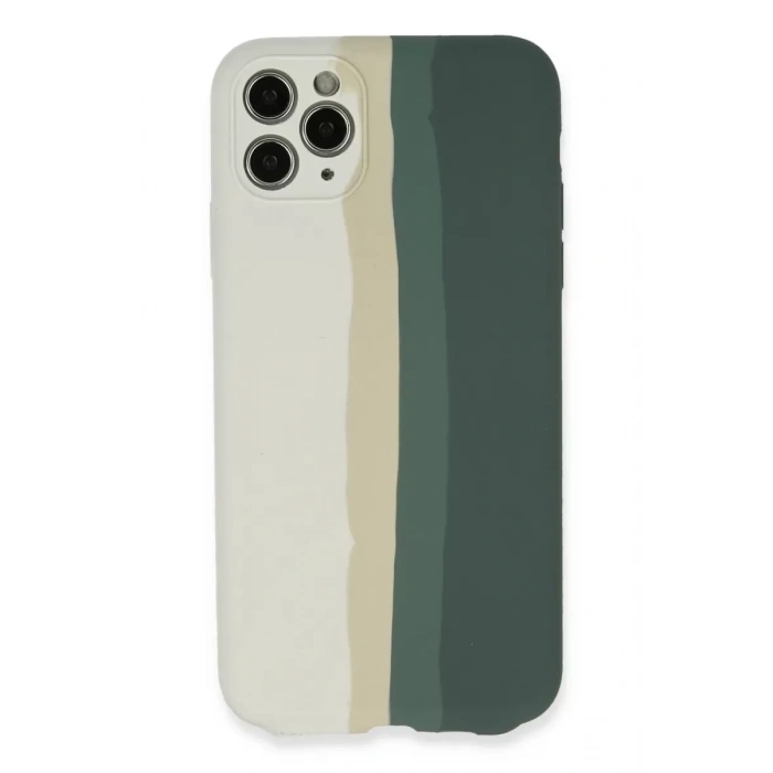 Apple iPhone 11 Pro Kılıf Ebruli Lansman Silikon - Beyaz-Gri