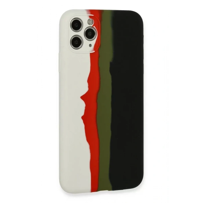 Apple iPhone 11 Pro Kılıf Ebruli Lansman Silikon - Beyaz-Siyah
