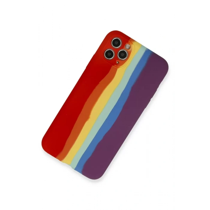 Apple iPhone 11 Pro Kılıf Ebruli Lansman Silikon - Kırmızı-Mor