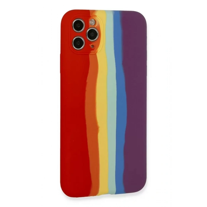 Apple iPhone 11 Pro Kılıf Ebruli Lansman Silikon - Kırmızı-Mor