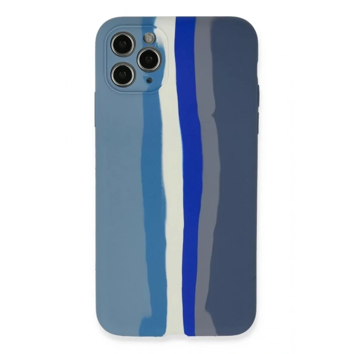 Apple iPhone 11 Pro Kılıf Ebruli Lansman Silikon - Mavi-Gri