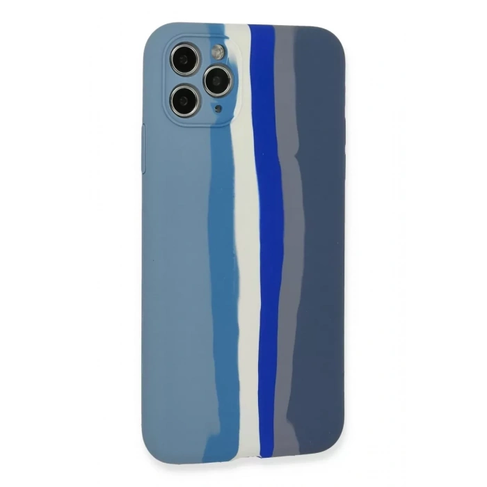 Apple iPhone 11 Pro Kılıf Ebruli Lansman Silikon - Mavi-Gri