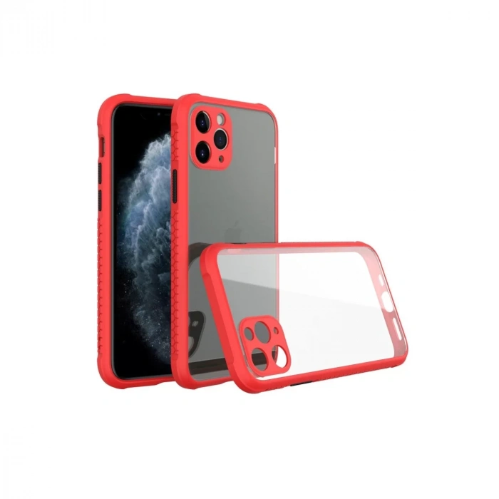 Apple iPhone 11 Pro Kılıf Miami Şeffaf Silikon - Kırmızı