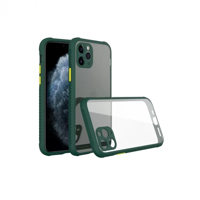 Apple iPhone 11 Pro Kılıf Miami Şeffaf Silikon - Koyu Yeşil