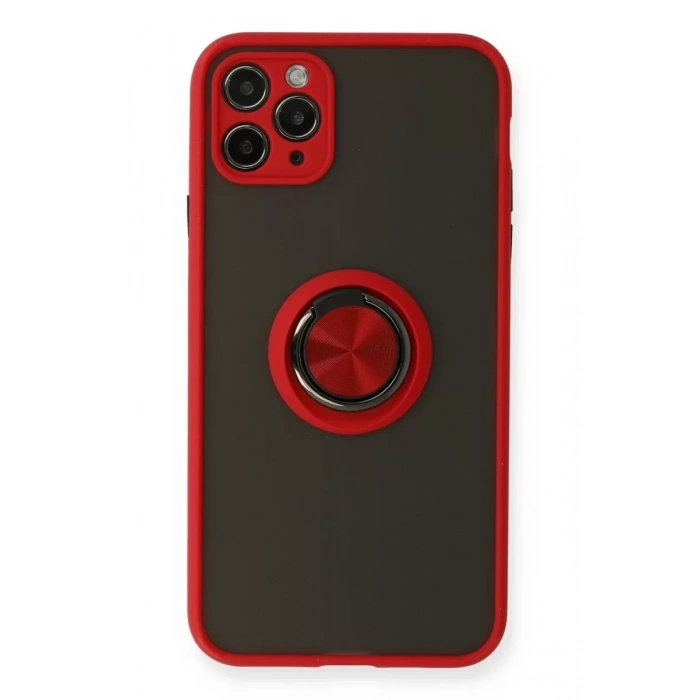 Apple iPhone 11 Pro Kılıf Montreal Yüzüklü Silikon Kapak - Kırmızı