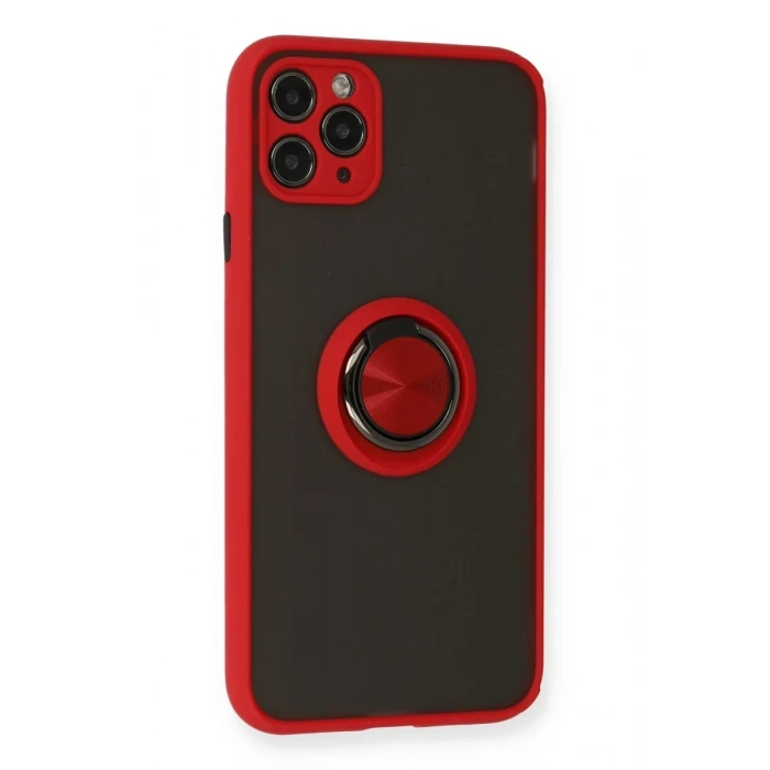 Apple iPhone 11 Pro Kılıf Montreal Yüzüklü Silikon Kapak - Kırmızı