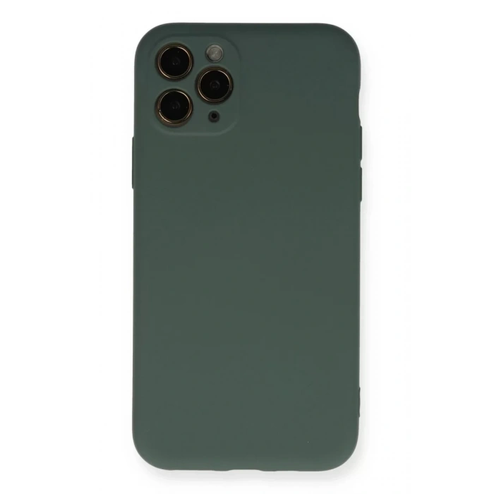Apple iPhone 11 Pro Kılıf Nano içi Kadife Silikon - Koyu Yeşil