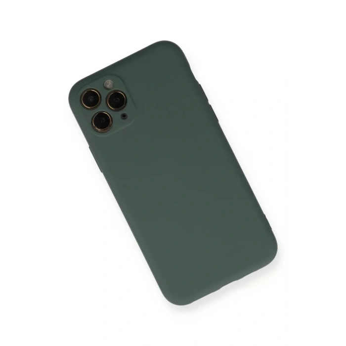 Apple iPhone 11 Pro Kılıf Nano içi Kadife Silikon - Koyu Yeşil