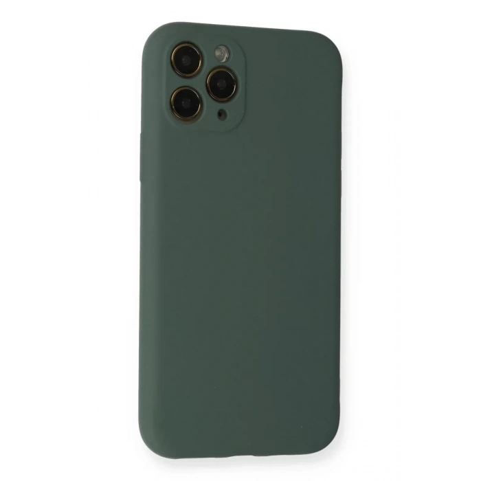 Apple iPhone 11 Pro Kılıf Nano içi Kadife Silikon - Koyu Yeşil