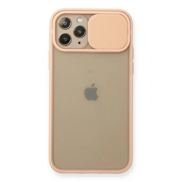 Apple iPhone 11 Pro Kılıf Palm Buzlu Kamera Sürgülü Silikon - Pembe