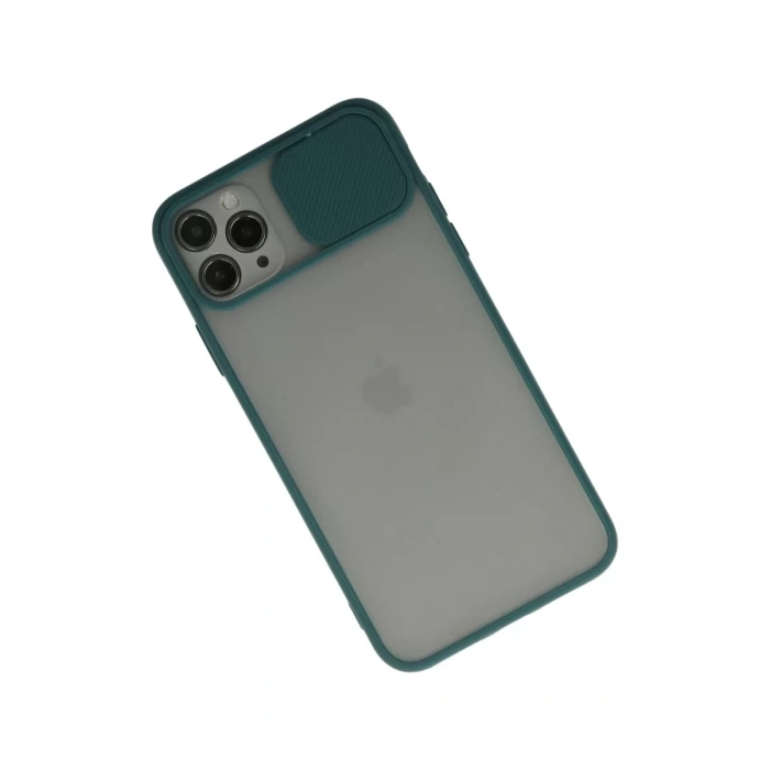 Apple iPhone 11 Pro Kılıf Palm Buzlu Kamera Sürgülü Silikon - Yeşil