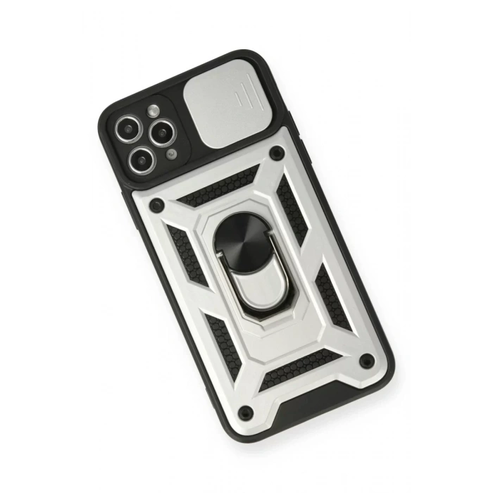 Apple iPhone 11 Pro Kılıf Pars Lens Yüzüklü Silikon - Gümüş