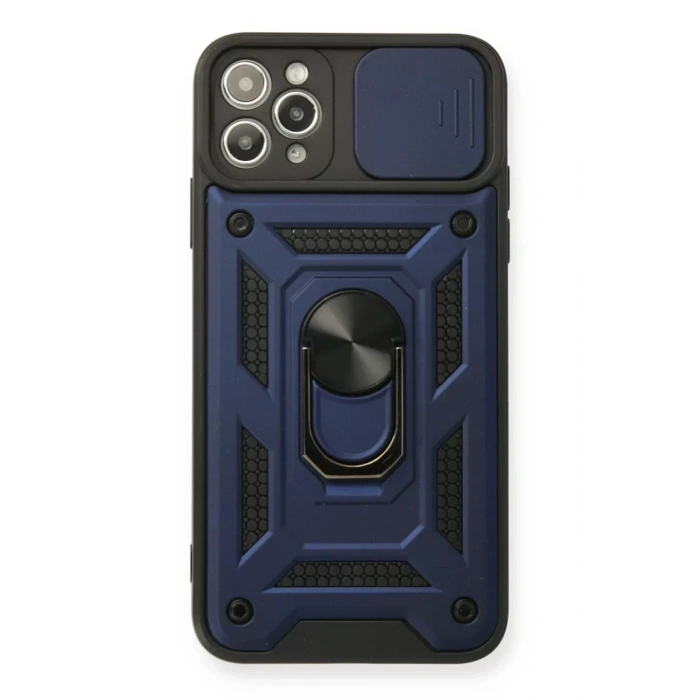 Apple iPhone 11 Pro Kılıf Pars Lens Yüzüklü Silikon - Lacivert